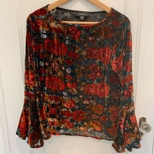 Karen Kane velvet burnout bell sleeve blouse